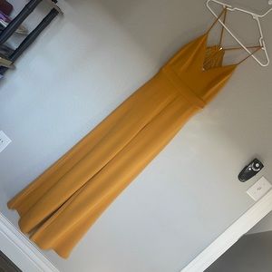 Mustard Yellow Lace Zip Back Pantsuit